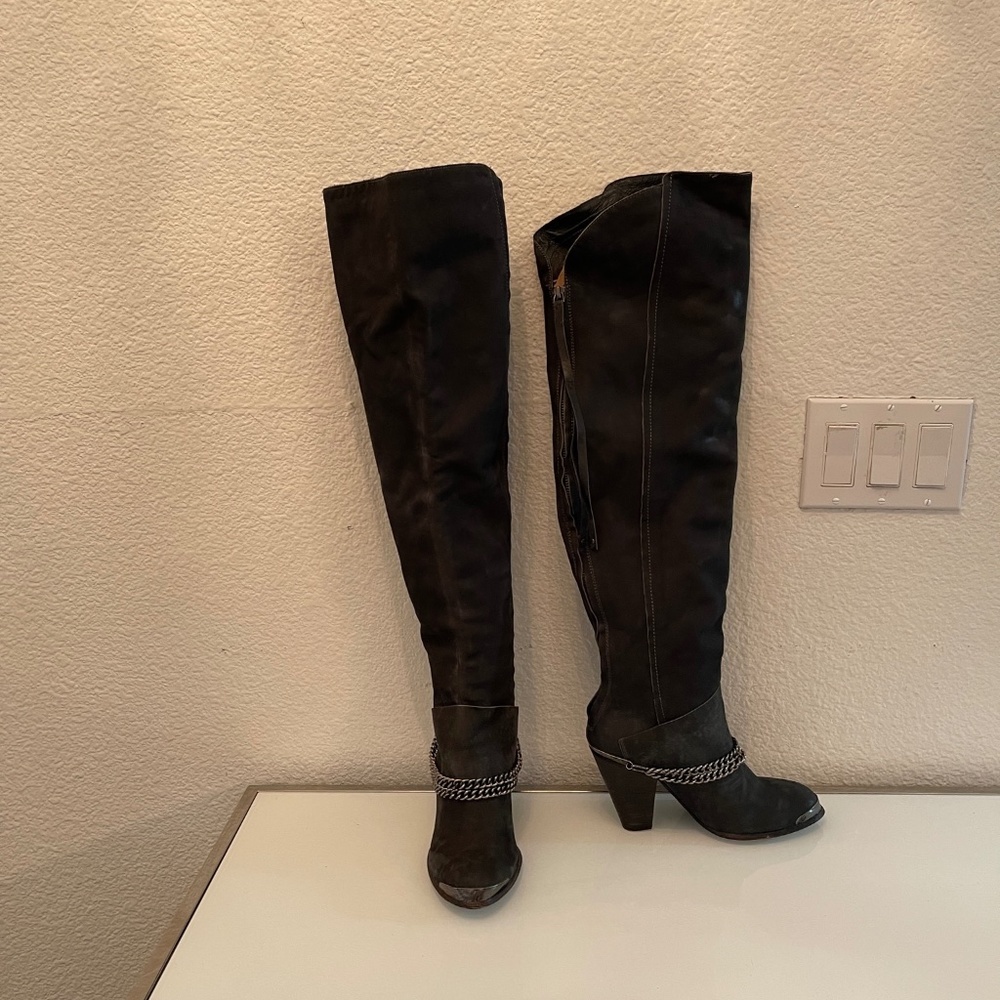 Sam Edelman harness black leather over the knee boots ( wide calf)